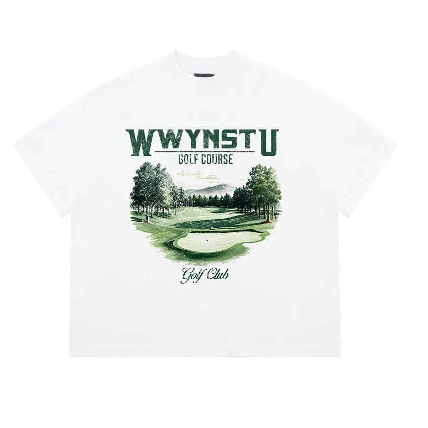 Áo thun boxy WWYNSTU BOXY TEE Golf Club vintage vải đã xử qua co rút cotton