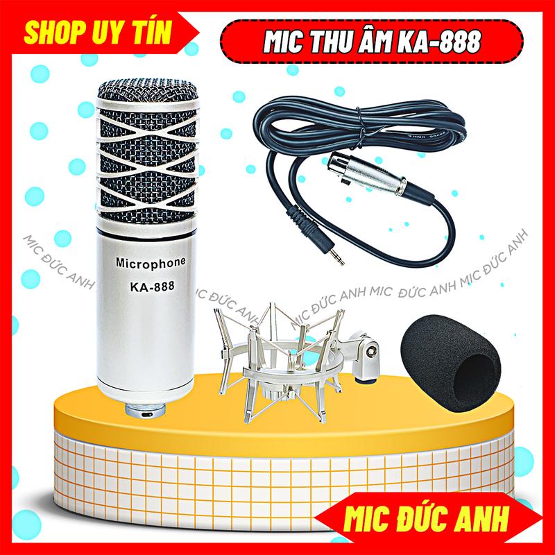 Mic Thu Âm KA888 Condenser Chất Liệu Kim Loại Chuyên Dụng Cho Sound Card Độ Nhạy Cao Bắt Âm Tốt