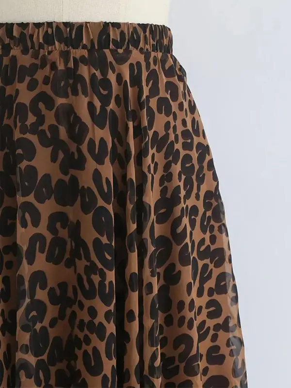 Women's Leopard Print Tulle Skirt, Elegant Fashion Casual A Line Skirt for Daily Outdoor Wear, Women Bottoms for All Seasons 3