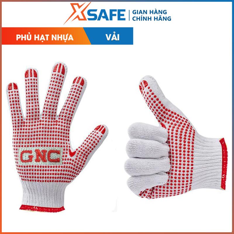 Găng tay phủ hạt nhựa Pvc GNC găng tay chống trơn trượt vải dệt kim dùng khiêng vác vận chuyển hàng hóa sửa chửa