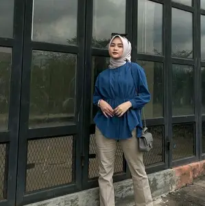 Alya Shirt Kemeja Wanita Lengan Panjang  Katun Serut Depan