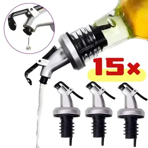 1-15Pcc Penutup Botol Minyak Karet Kunci Sumbat Segel Anti Bocor Plastik Kelas Makanan Nozzle Penyemprot Dispenser Minuman Penyeduh Anggur Peralatan Bar