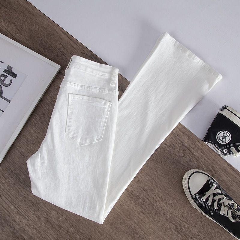 Product Introduction of Quần Jean Ống Loe, Màu Trắng, Dành Cho Nữ, Hàng Mới Về Mùa Xuân, Thiết Kế Đẹp, Cạp Cao, Ôm Vừa Vặn, Co Giãn, Quần Móng Ngựa Cỡ Nhỏ 4