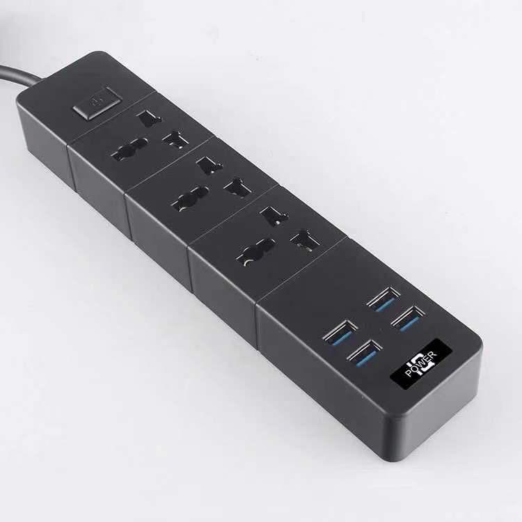 T08ปลั๊กไฟสวิตซ์แยก มี 3ช่อง AC Socketและ ช่องชาร์จUSB 4 Port สายยาว 2เมตร กำลังสูงสุด 2500W-10Aสายไฟ วัสดุทนไฟ750องศา 5