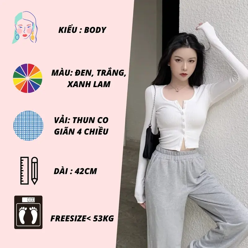 Áo Croptop Dài Tay Cúc Giữa Cực Xinh Phong Cách Hàn Quốc Mới Nhất B2 Sơ Mi Nữ Nhung Voi Thun 8