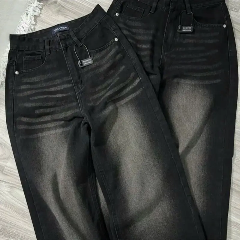 QUẦN JEANS SUÔNG [ ĐEN TUYỀN] CHẤT XỊN CÓ CHUN SAU bigsize 55-70kg 2