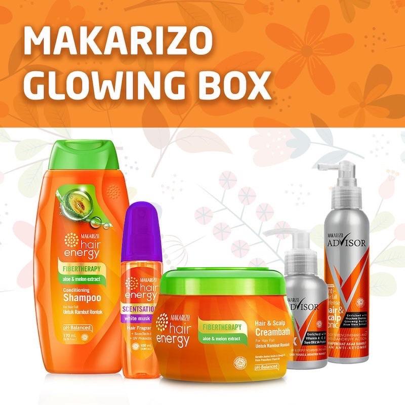 Makarizo Glowing Box (Creambath Aloe & Melon 500 gr, Hair Fragrance White Musk 100 mL, VITAMAX 50mL, Shampoo Aloe & Melon 170mL,Hair & Scalp Tonic 145mL) 0