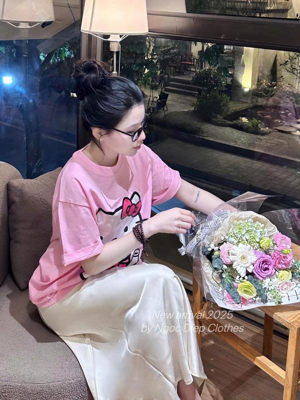 Áo THUN FORM RỘNG COTTON 4 CHIỀU MỀM MÁT FORM RỘNG IN ( MÈO HỒNG _ 2 MẶT ) TOP FORM RỘNG 2