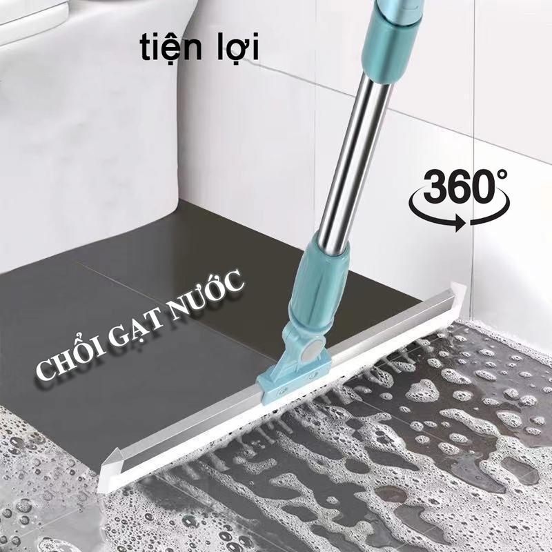 Chổi Chà Sàn Gạt Nước Nhà Vệ Sinh Xoay 360 Độ Inox 35cm và 50cm Làm Sạch