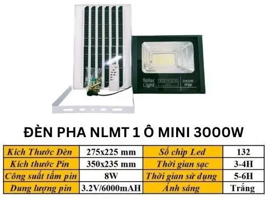(xem kĩ mô tả) ĐÈN PHA LED NLMT 3000W MINI (để trong nhà hoặc ngoài mái hiên sáng liên tục 5-6 tiếng, BH lỗi 1 đổi 1 trong vòng 6 tháng)