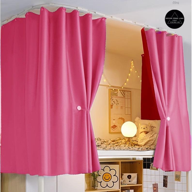 Combo Rèm giường tầng ký túc xá cản sáng 95%, khung ray uốn cong tự do che 3 mặt giường
