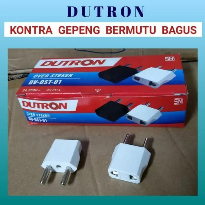 Steker Gepeng Kontra / Over Steker Biasa Dutron Putih DV OST 01