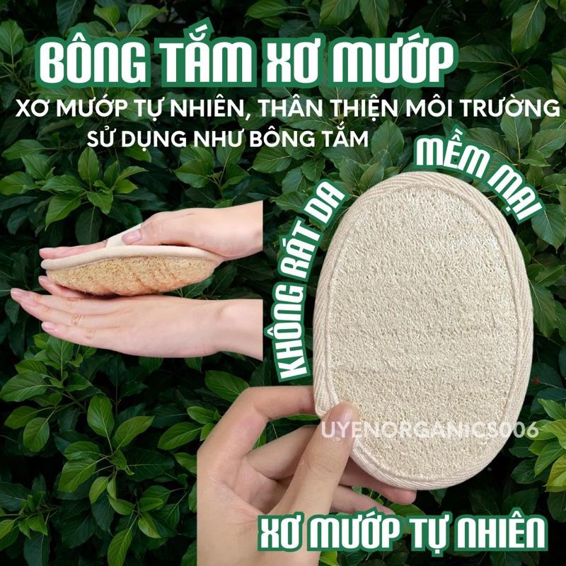 BÔNG TẮM XƠ MƯỚP TỰ NHIÊN Tẩy da chết mịn màng, dùng như bông tắm bình thường,xơ của trái mướp nên độ hoàn thiện theo trái mướp không hoàn hảo như sản phẩm công nghiệp.