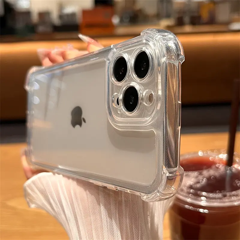 CrashStar Hard Transparent Four Corners Thickened Shockproof Phone Case For iPhone 15 14 Pro Max Plus 13 Pro Max 12 Pro Max 11 Pro Max XS XR X 8 7 Plus + SE 2020 Anti-fall Clear Phone Casing Simple Silicone Phone Cover Shell Top Seller