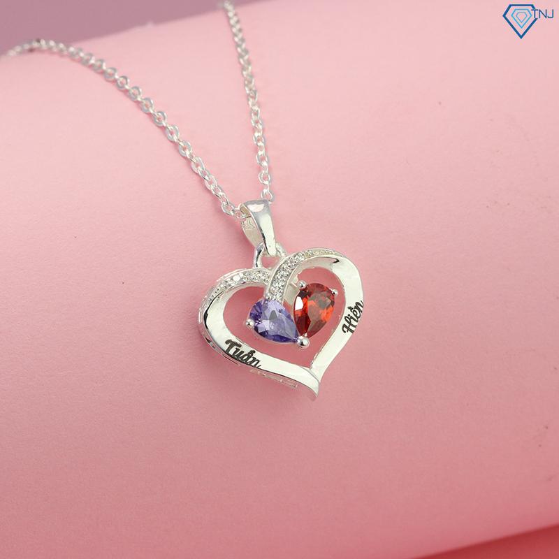Dây chuyền bạc cho nữ - Vòng cổ nữ bạc khắc tên hình trái tim đính đá DCN0496 - Trang Sức TNJ