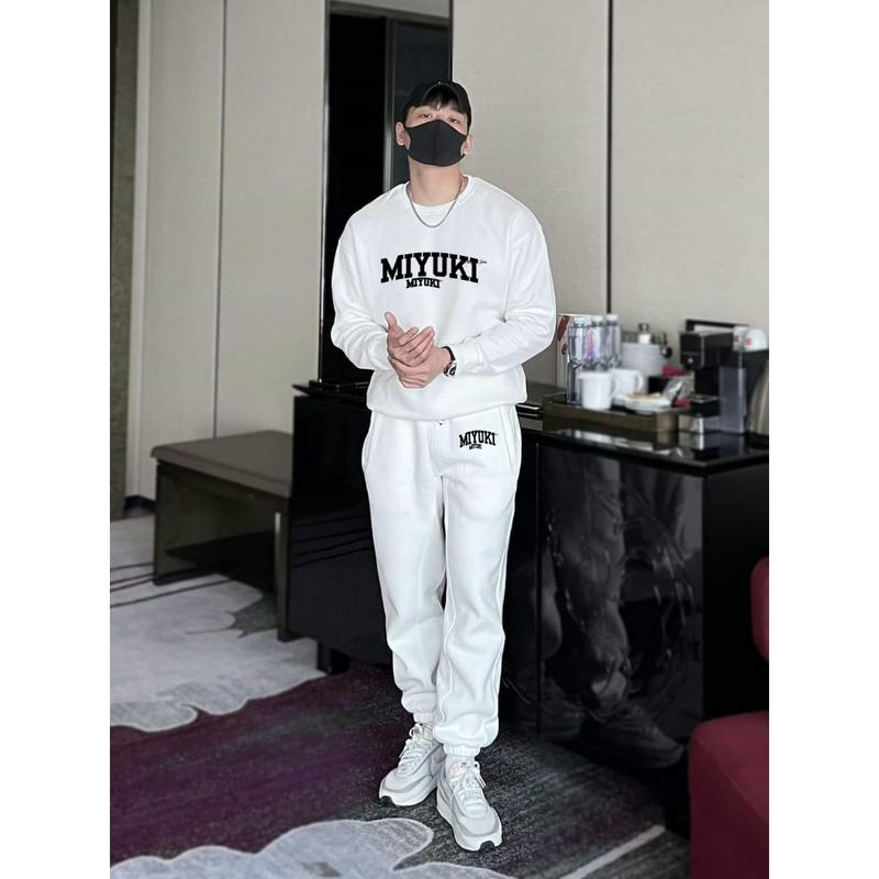 Bộ Nỉ Cổ Tròn Phối Chữ Phong Cách Trẻ Trung Siêu Đẹp Unisex Áo Unisex Áo Unisex Áo 1