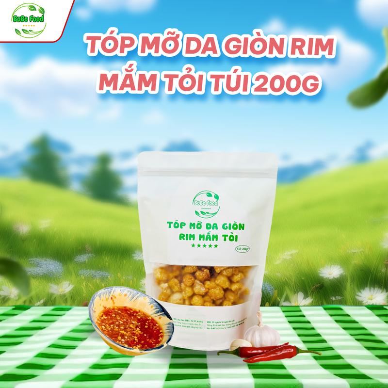 BoBo Food Tóp Mỡ Da Giòn Rim Mắm Tỏi Túi 200g Tặng 2 Gói Ớt Rim Mật Ong Snack Xuất Xứ Việt Nam Hương Vị Đậm Đà