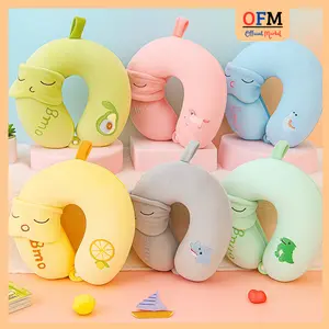 Bantal Leher Dewasa Shape U Free Penutup Mata Bantal Traveling Super Lembut SNI Kwalitas Halus Biru Hijau Kuning Pink