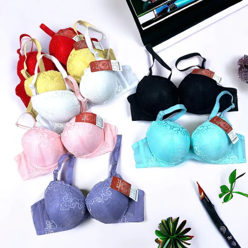 áo lót ren quyến rữ nâng vòng 1 siêu dày  5cm  MS: 817 Women Voi Nhung Viền Ren chỉ giặt tay 【 xám xanh lá 】 Kem áo  tạo khe ngực dày 2