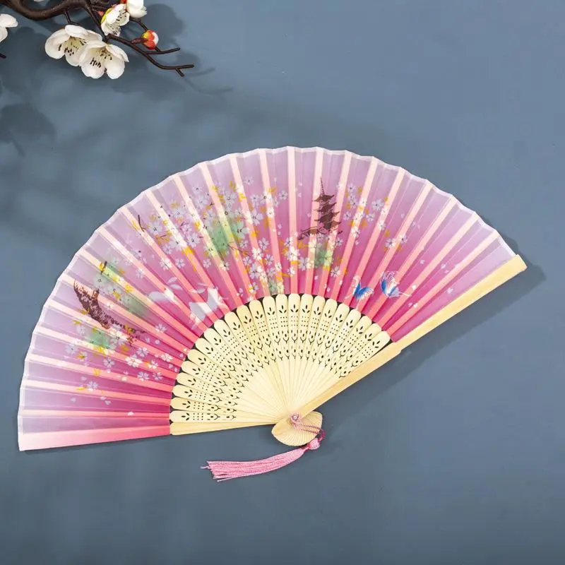 Quạt vải nan tre , quạt cầm tay, quạt cổ trang Trung Quốc, phong cách cá tính 3