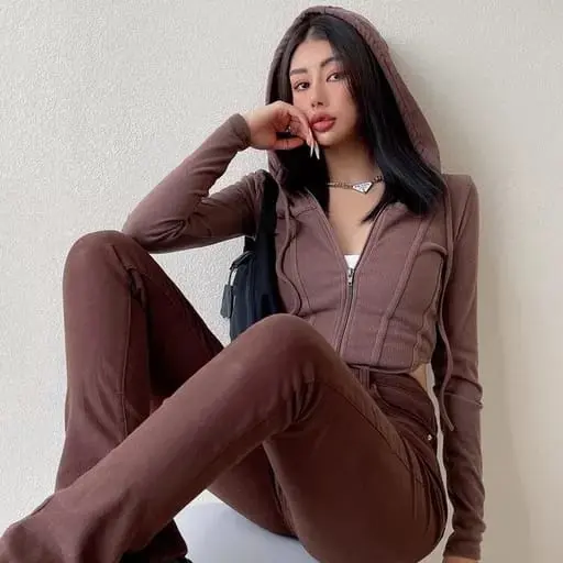 Grania Premium High Quality Jacket Sweater Zipper Hoodie Crop Top Wanita Kekinian Fashion Outfit Korean Style Jaket Suiter Hoodie Crope Jiket Hudie Cewe Bahan Fleece 8