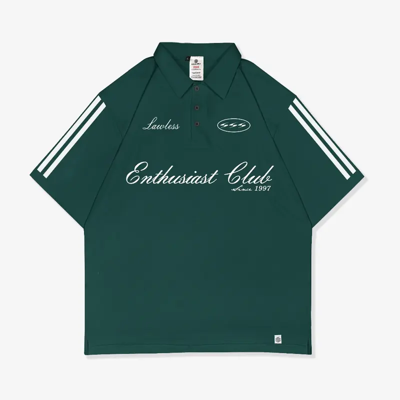 OOTDSUPPLY Oversize Polo Shirt Enthusiast Clubs Dark Army l Kaos Polo Pria dan Wanita OVZ-PS009 0