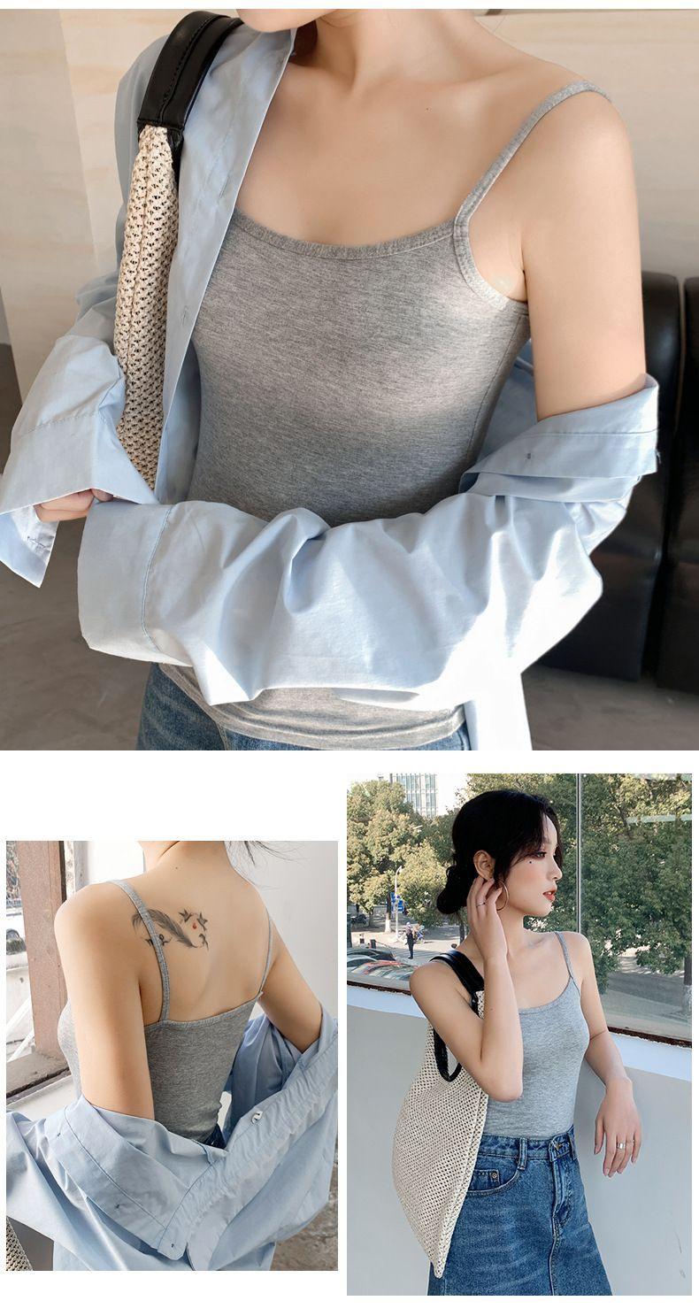 Product Introduction of Camisole Women's Underwear Padded Vest plus Size Base White One-Piece Cup Pure Desire Style Beautiful Back Slim Outer Wear 27