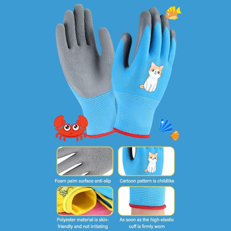 Product Introduction of Tool Pink Blue Yellow Kids Work Gloves Cartoon Animal Multi-purpose Camping Protective Gloves Safety Thickening Gardening Glove 2~12 Year Old 11