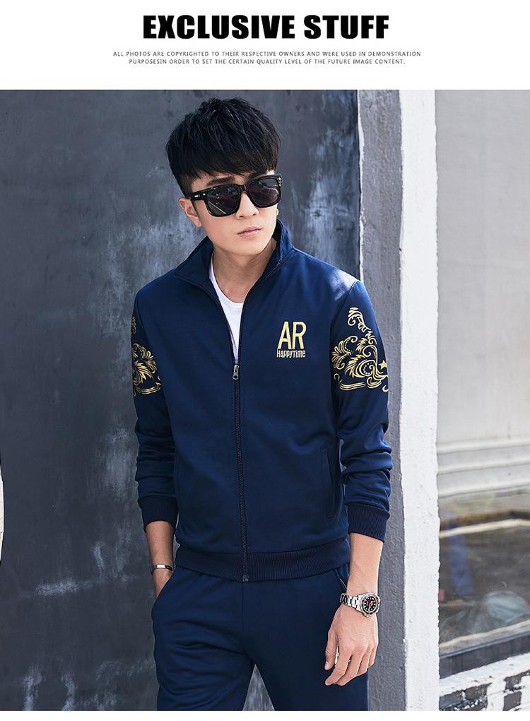 Product Introduction of Spring and Autumn New Men's Casual Sports Suit Youth Korean Fashion Trendy Long Baseball Uniform Large Size Coat 8