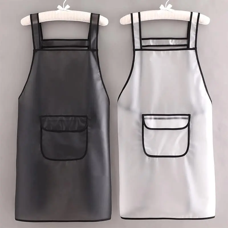 Apron Water Proof Oil Transparent Tpu Material Apron For Women With Large Pockets
