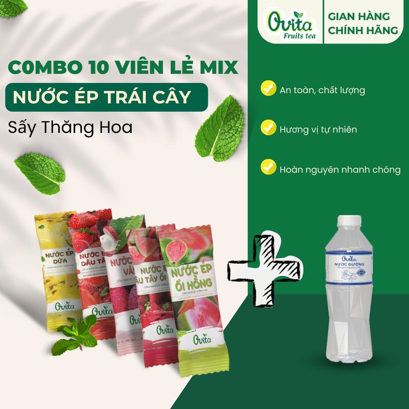 COMBO 10 Viên Lẻ Nước Ép Trái Cây Sấy Thăng Hoa Ovita -  Giữ Vẹn Hương Vị Tươi - Mix Vị chuẩn vị trái cây tươi 1