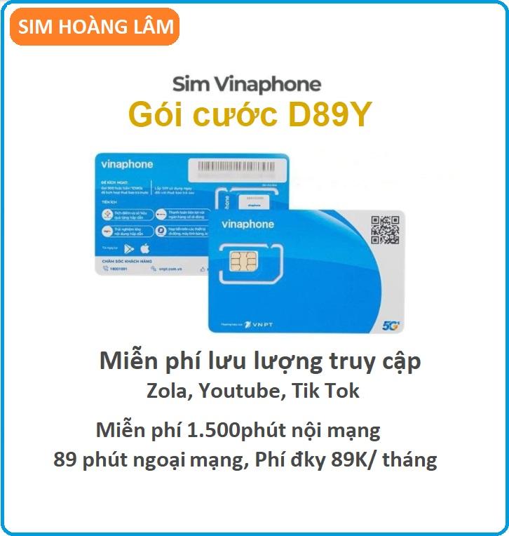 D89Y, Sim Vina ngày có 3G Miễn phí zalo,tiktik,youtobe, Miễn phí 1500phút gọi nội mạng ,89 phút ngoại mạng,phí đky 89K/ tháng chỉ việc lắp sim vào sử dụng vinaphone
