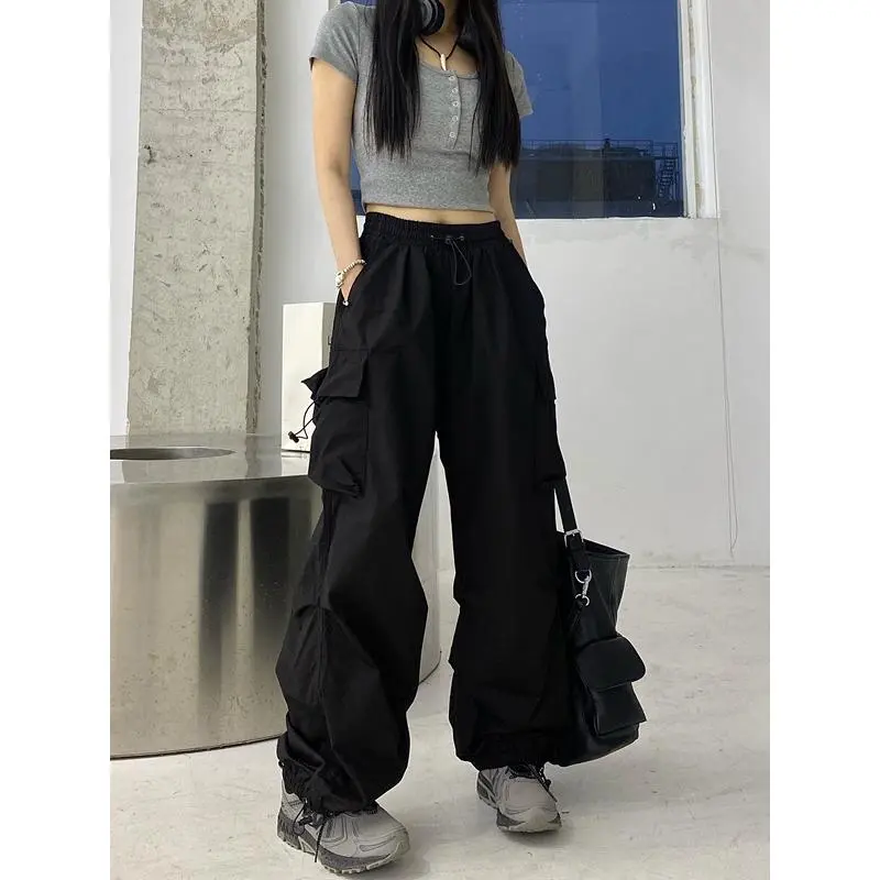 Y2g-Quần Túi Hộp Phong Cách Mỹ Mới Cho Nữ, Quần Thường Ngày Thể Thao Hip Hop Buộc Mắt Cá Chân, Dáng Rộng, Linh Hoạt Năng, Hợp Thời Trang, Cộng Với Kích Thướ, Chân Rộng