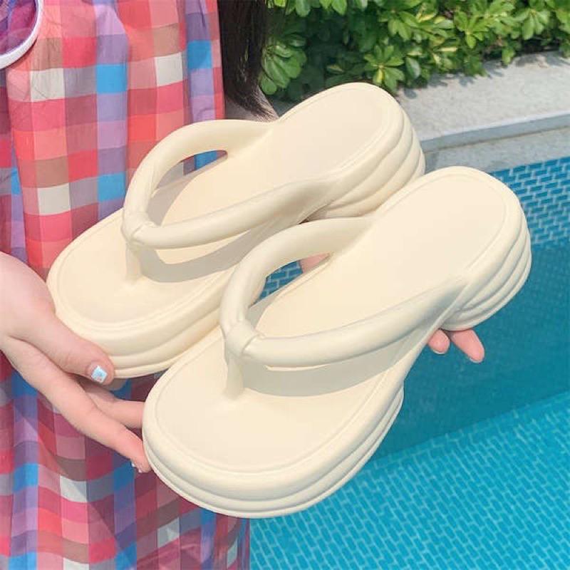 Dép Kẹp Dép Xỏ Ngón Đế Xuồng Dép Lê Nữ Mềm Chống Trượt , Dép Đi Biển Đế Cao HY2388