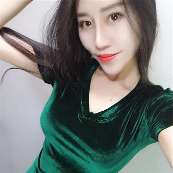 Baju Atasan Beludru premium lengan pendek Fit Melar Nyaman Simple leher V 4