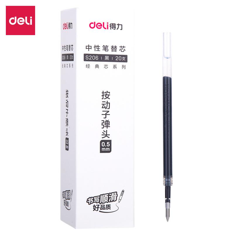 Ruột thay thế bút mực gel Deli S206 ngòi 0.5mm màu đen/đỏ/xanh