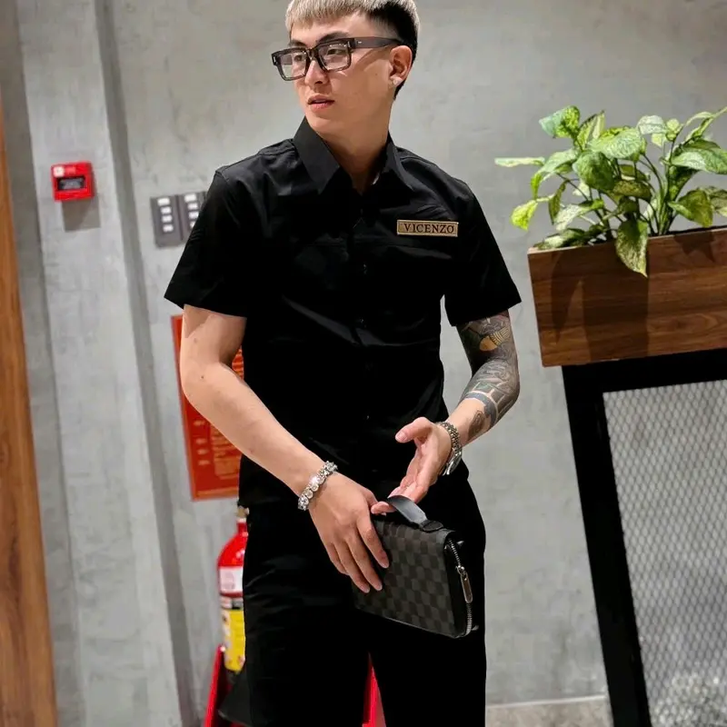 Áo Sơ Mi Nam Ngắn Tay Vải Kaki Vicenzo Shirt 3372 Kem - Nhung, Trắng Menswear 6