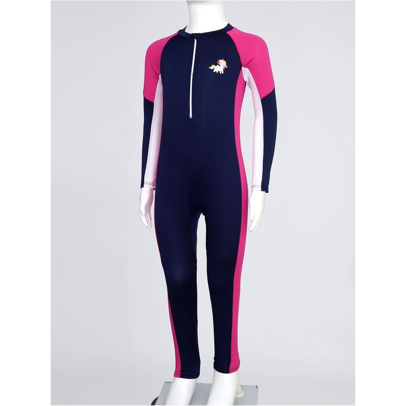 Hansber Girls Rash Guard Swimsuit UPF 50+ Full Cover Wetsuit Sun Protection Long Sleeve One Piece Swimwear 3