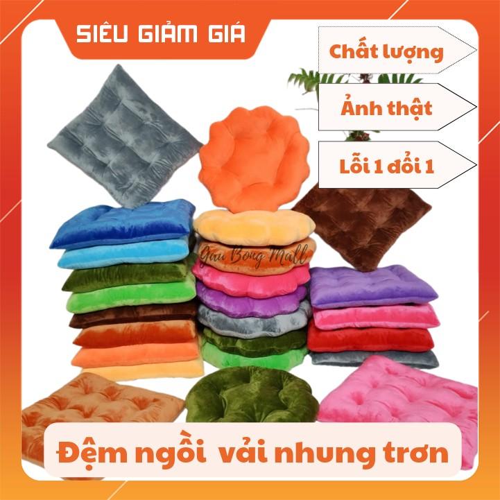 Đệm ngồi bệt vải nhung tròn, vuông, đệm lót ghế nhồi bông gòn êm ái
