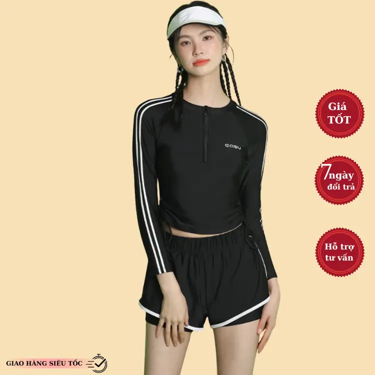 Đồ bơi đi biển kín dáo thun lạnh cao cấp bikini nữ co giãn thoải mái gửi kèm Kính mát quà tặng