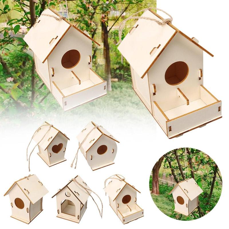 Product Introduction of 1 Pcs Mini Outdoor Hanging Bird Cage Wooden DIY Birdhouse Box Hanging Window Sparrow Bird Nest E0U5 31