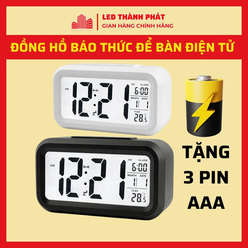 Đồng hồ để bàn điện tử báo thức đa chức năng hiển thị thời gian, ngày tháng, nhiệt độ Decor bàn làm việc bàn học đầu giường