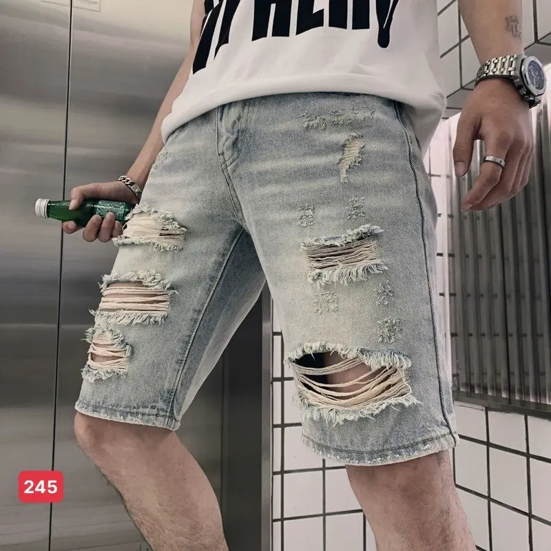 Quần short jean nam  rách họa tiết chất liệu cao cấp - Diễm Nhi Store M304