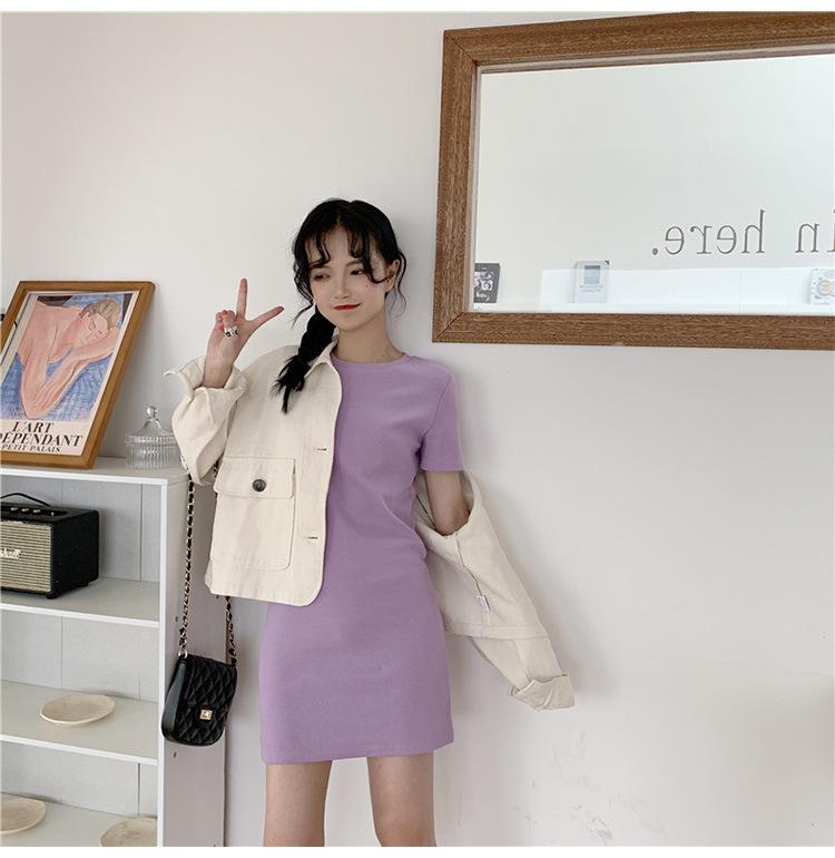 Product Introduction of Váy Áo Thun Dài Tay Dáng Ôm, Phong Cách Hàn Quốc, Hàng Mới Về, Màu Pastel, Váy Co Giãn, Thích Hợp Cho Bé Gái, Hàng Đầu Biến mất, 2023 20