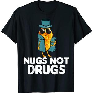 Camiseta negra con diseño abstracto 2D – estilo urbano alternativo, ideal para hombre y mujerHATANSE Nugs Not Drugs Funny Chicken Nugget - playera de disfraz, Negro, Large