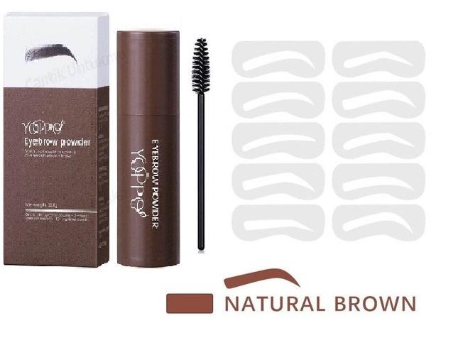 Yoppo Eyebrow Powder Bedak Alis Cetakan Alis Instan Eyebrow Stamp Alis Stempel Alis Waterproof dengan 10 Model Cetakan Alis Eyebrow Powder 4