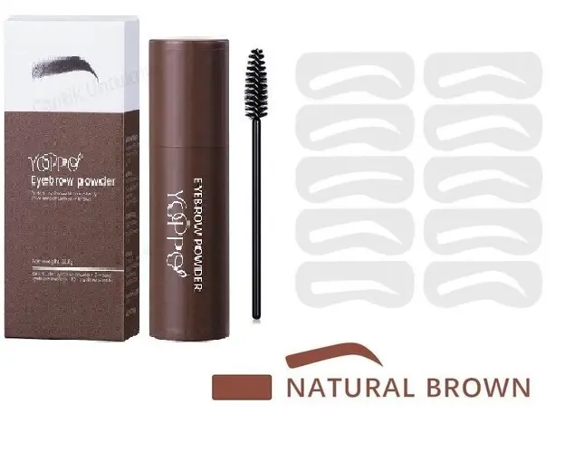 Yoppo Eyebrow Powder Bedak Alis Cetakan Alis Instan Eyebrow Stamp Alis Stempel Alis Waterproof dengan 10 Model Cetakan Alis Eyebrow Powder 4