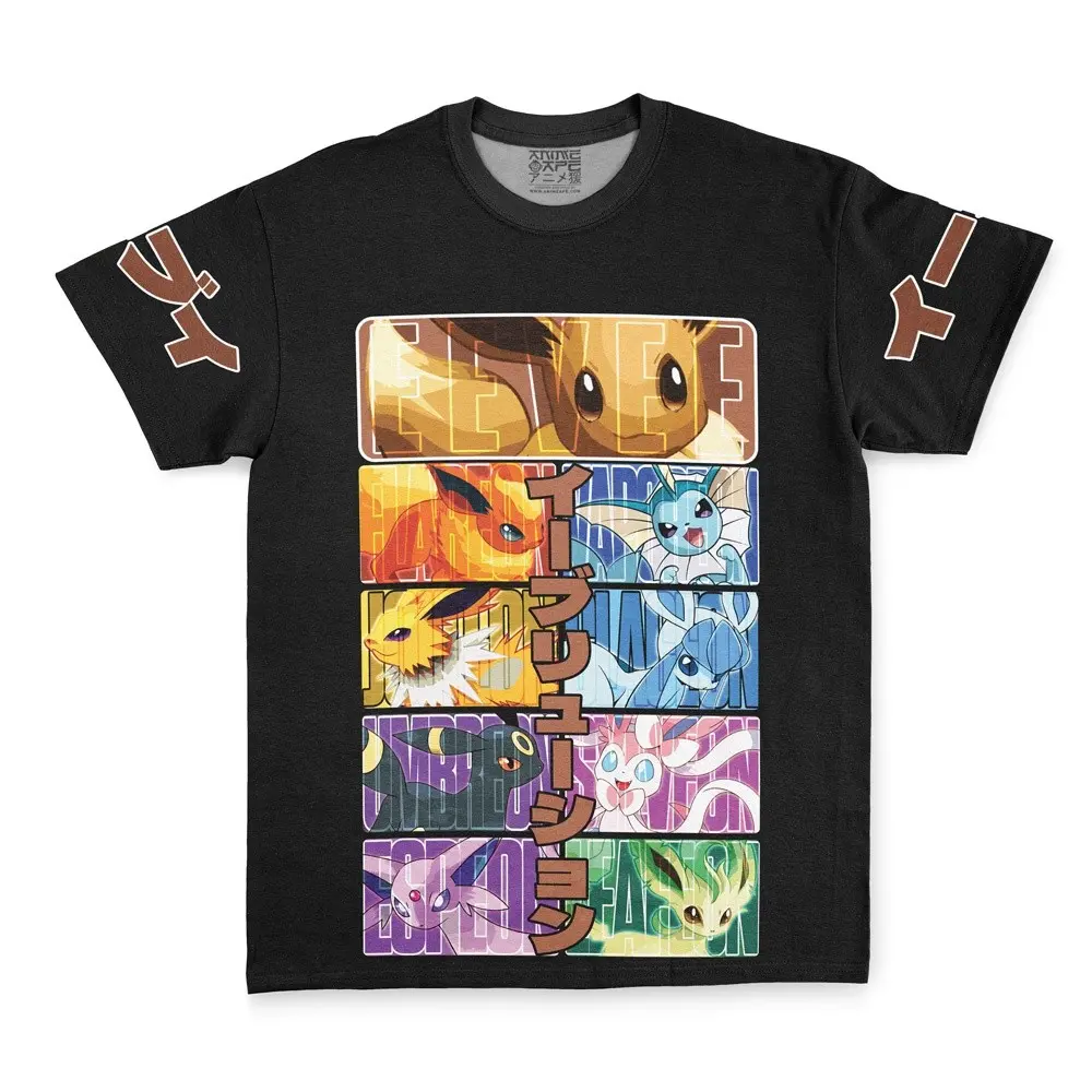 2025 New Design Eeveelution Pokemon Streetwear T-Shirt Cotton Fashion