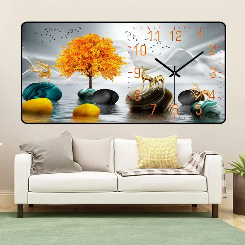 TRANH ĐỒNG HỒ TRÁNG GƯƠNG CAO CẤP 5D IN UV Treo Tường Decor Decor Phòng Trang Trí Trang Trí Nhà Phòng Khách đồng  hồ đồng  hồ tranh treo 8