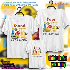 KAOS COUPLE FAMILY BIRTHDAY TEMA EXAVATOR / KAOS ULANG TAHUN Combed Custom Dewasa Keluarga Panjang Pasangan Unisex